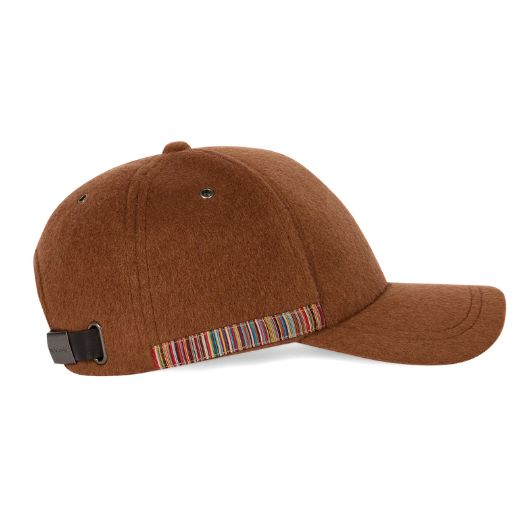 Signature Stripe Trim Brown Wool Cap