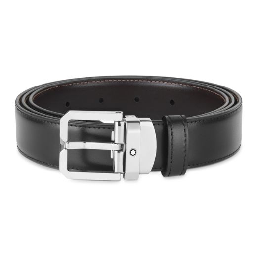 Square Pin Buckle Reversible Plain Leather Belt, 30 mm