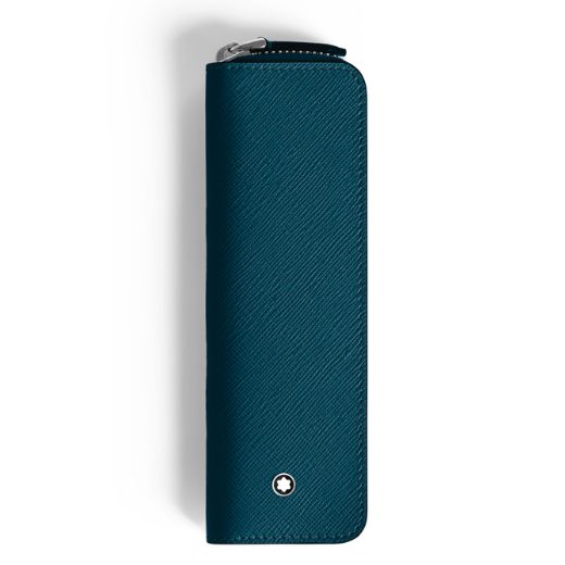 Sartorial Cyprus Blue Saffiano Leather Single Pen Pouch