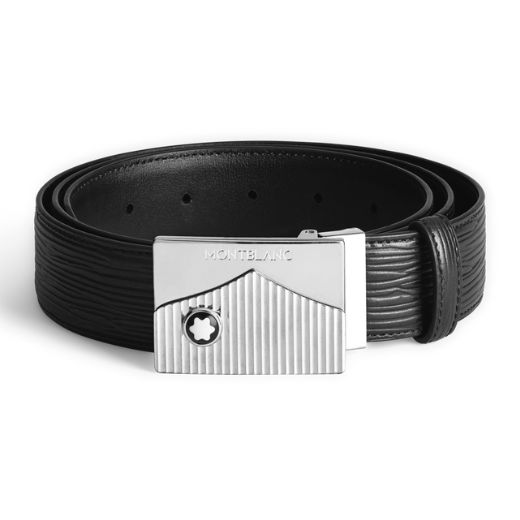 Meisterstück Palladium-Plated Black Leather Belt 35mm