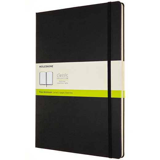 A4 Hard Cover Black Classic Plain Notebook