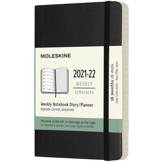 Pocket 18-Month Soft Cover Black 2021-2022 Weekly Planner