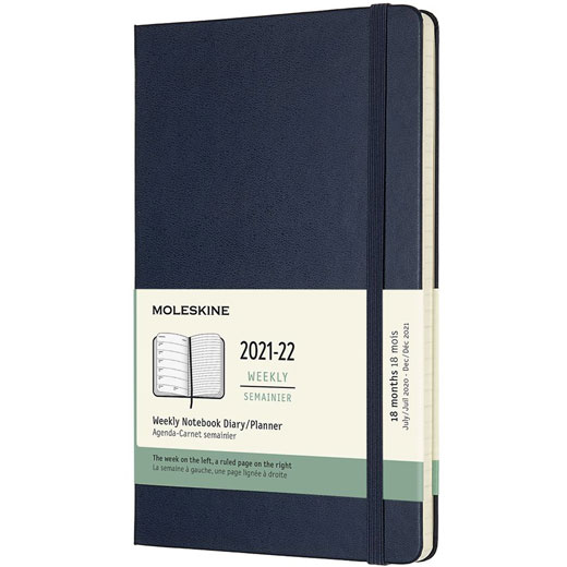A5 18-Month Hard Cover Sapphire Blue 2021-2022 Weekly Planner