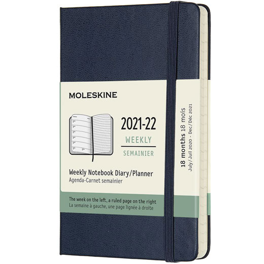 Pocket 18-Month Hard Cover Sapphire Blue 2021-2022 Weekly Planner