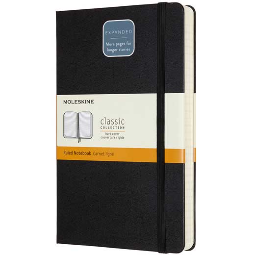 A5 Hard Cover Black Classic Lined Notebook