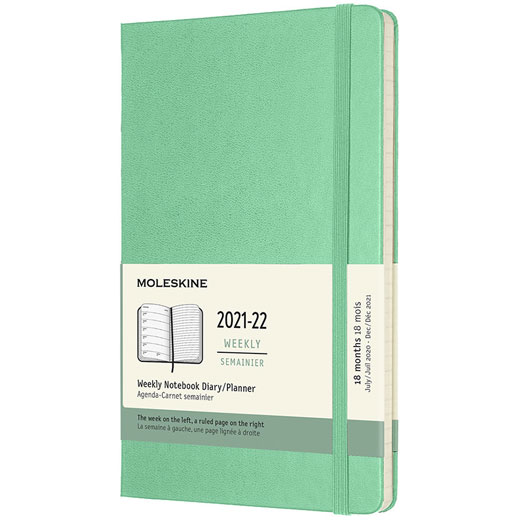 A5 18-Month Hard Cover Ice Green 2021-2022 Weekly Planner