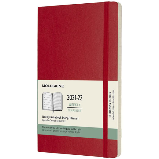 A5 18-Month Soft Cover Scarlet Red 2021-2022 Weekly Planner
