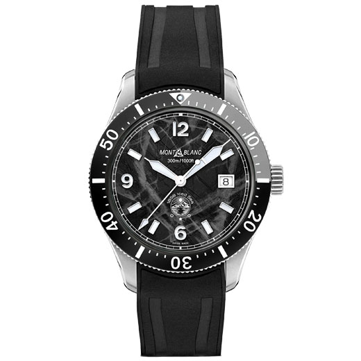 1858 Iced Sea Black Rubber Automatic Date Watch
