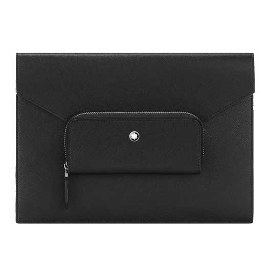 Sartorial Black Leather Envelope Pouch