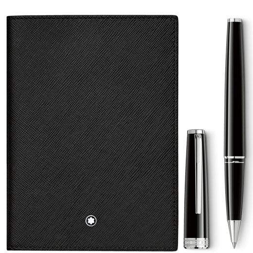 Black Sartorial Passport Holder & PIX Rollerball Pen Set