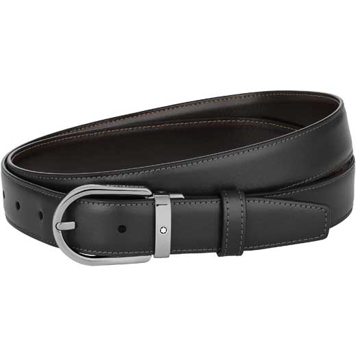 Business Line Horseshoe Ruthenium Pin Buckle Reversible Belt