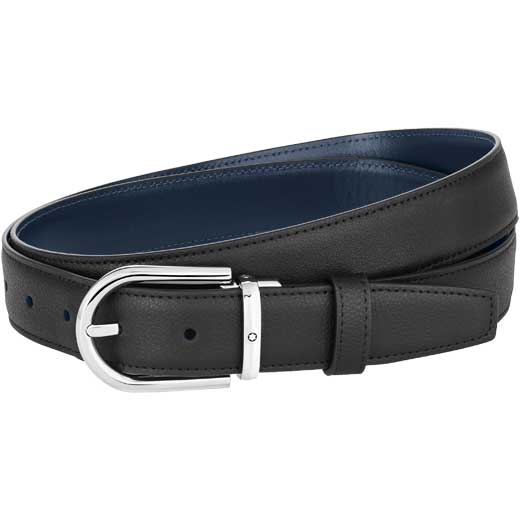 Business Line Horseshoe Polished Palladium Pin Buckle Reversible Belt