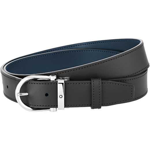 Casual Line Horseshoe Stainless Steel Pin Buckle Reversible Black/Blue Belt