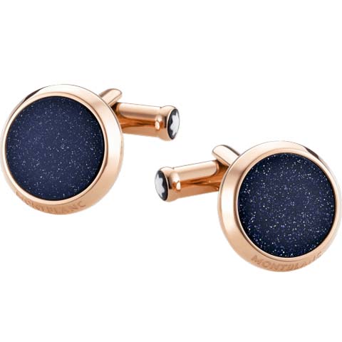 Iconic Circular Red Gold Glittery Glass Inlay Cufflinks