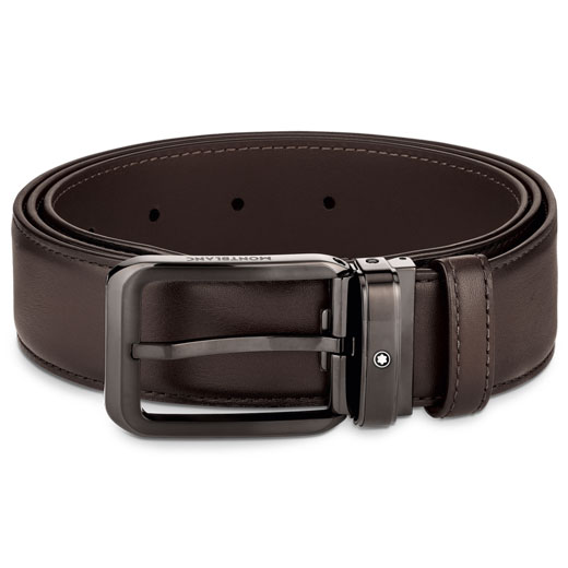 Rectangular Black PVD-Coated Pin Buckle Shaded Brown Belt