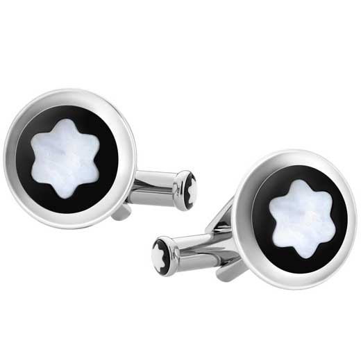 Black PVD and Mother of Pearl Star Cufflinks