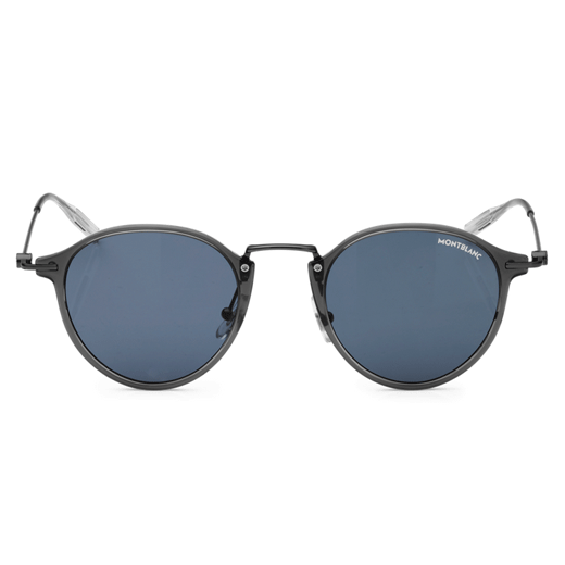 Round Sunglasses with Grey Frame & Blue Lenses