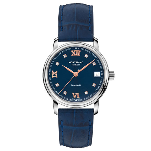Tradition Blue Calf Leather Automatic Date Watch