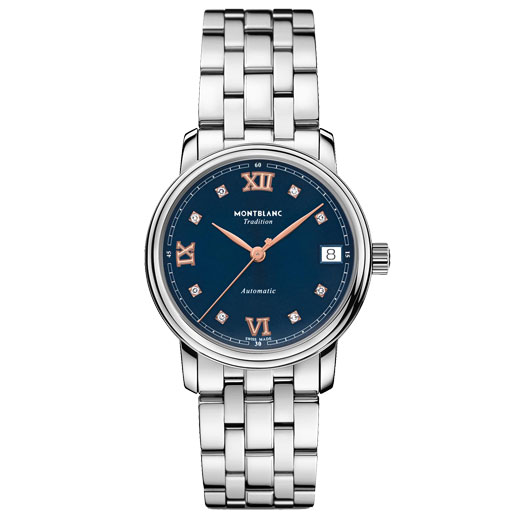 Tradition Blue Stainless Steel Automatic Date Watch
