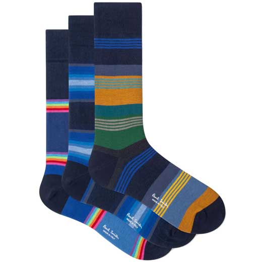 3-Pack of Men's Mixed Navy Stripe Socks