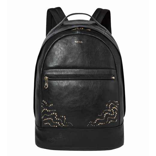 Black Leather Backpack with Gold Studded Detailing
