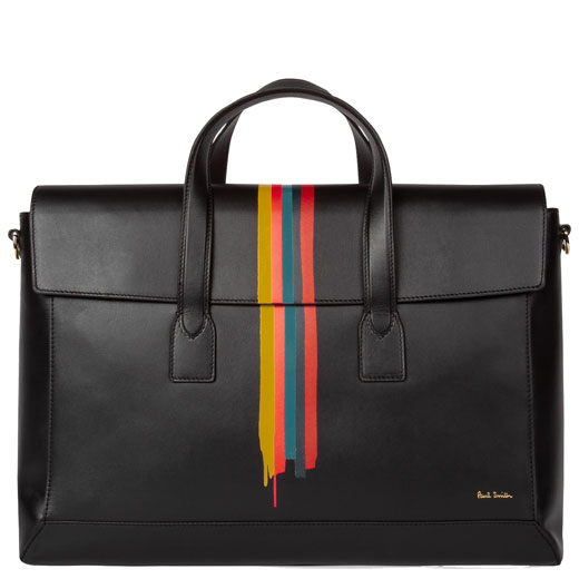 Black Leather Folio with Painted Stripe Detailing