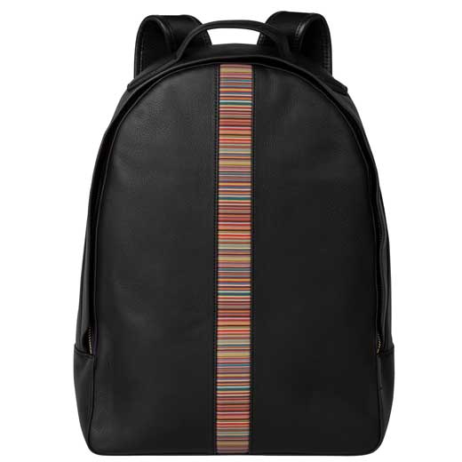Black 'Signature Stripe' Leather Backpack