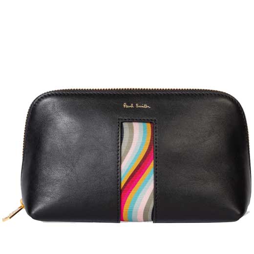 Black Leather Make-Up Bag with Swirl Detailing