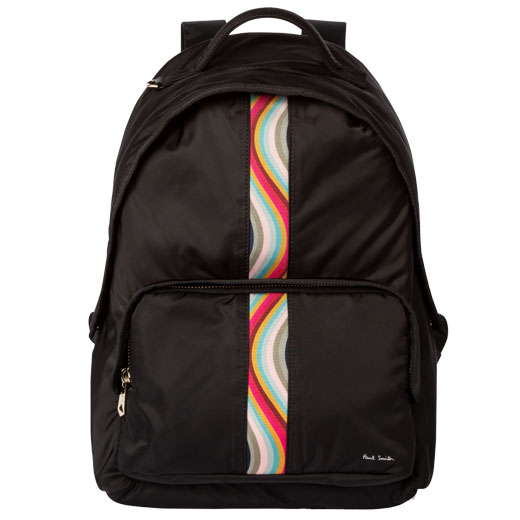 Black Nylon Medium Backpack with Swirl Detailing