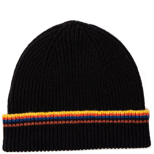 Black Stripe Lambswool Hat