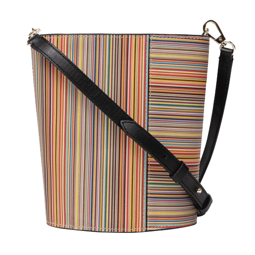 Signature Stripe Leather Bucket Bag