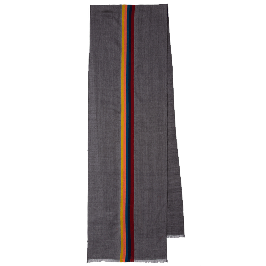 Men's Grey Scarf with Central Stripe