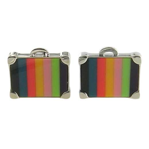 Multi-Colour Striped Suitcase Cufflinks