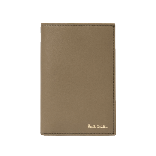 Khaki Leather Signature Stripe 6 CC Card Holder