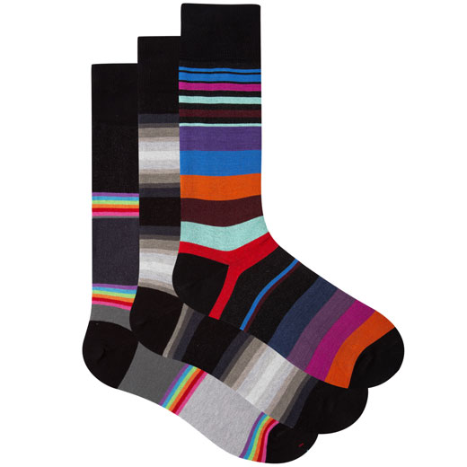 3-Pack of Men's Mixed Black Stripe Socks