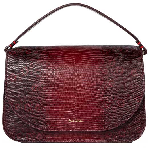 Women's Mock Lizard Burgundy Clutch Saddle Bag