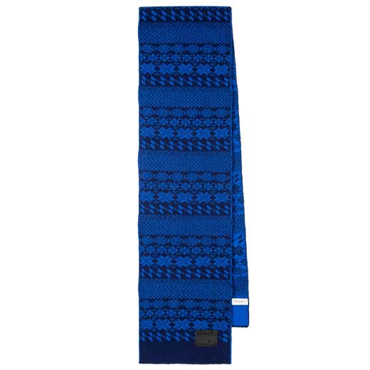 Men's Navy Fair Isle Lambswool Scarf