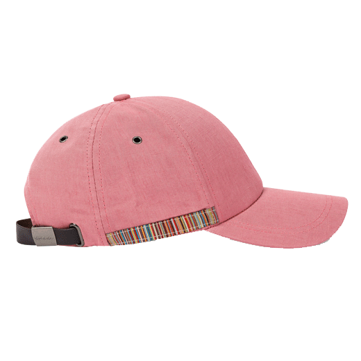 Pink Linen Signature Stripe Trim Cap