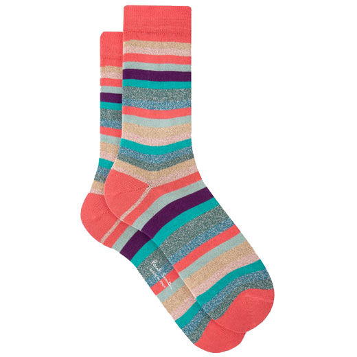 Pink 'Swirl Stripe' Glitter Socks