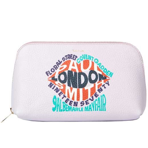 London Print Leather Make-Up Pouch