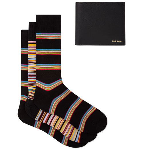 Signature Stripe Wallet & Socks Gift Set
