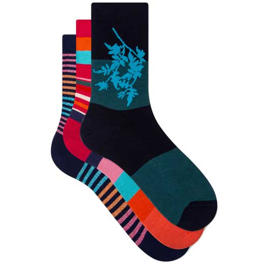 3-Pack of Women's Stripe & Floral Socks