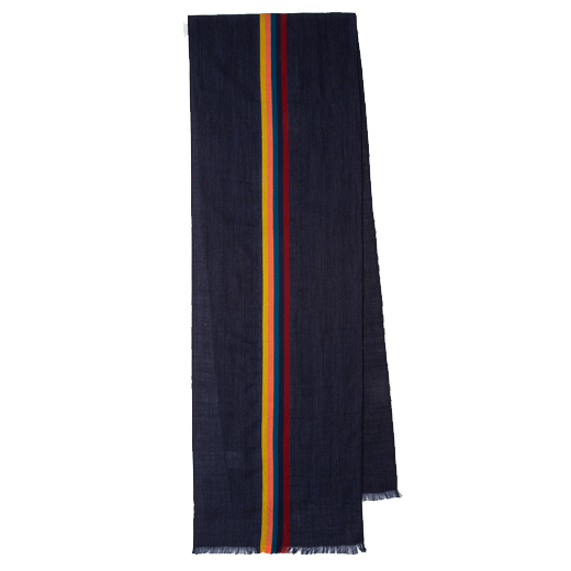 Men's Scarf Central Stripe with Frayed Edge