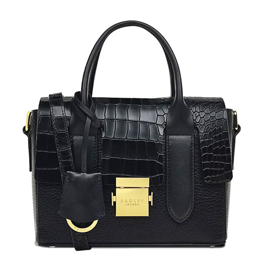 Black Faux Croc Mayfair Lane Small Multiway Bag