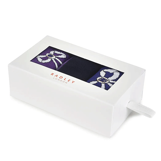 Purple Bows 3-Pack Socks Gift Set