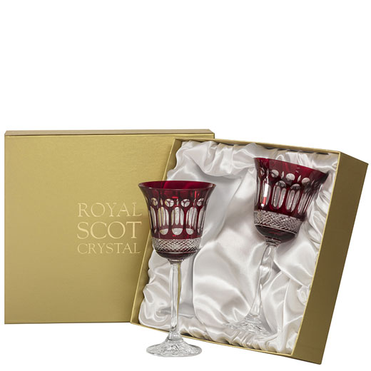 Belgravia 2 x 25cl Ruby Red Large Wine Glasses