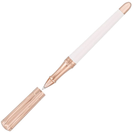 Liberté White Lacquer & Rose Gold Rollerball Pen