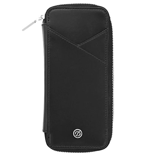 Black Leather Line D 3 Pen Case