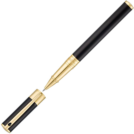 D-Initial Black & Gold Rollerball Pen