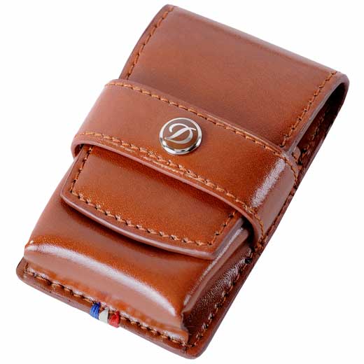 Brown Leather Line D Lighter Case